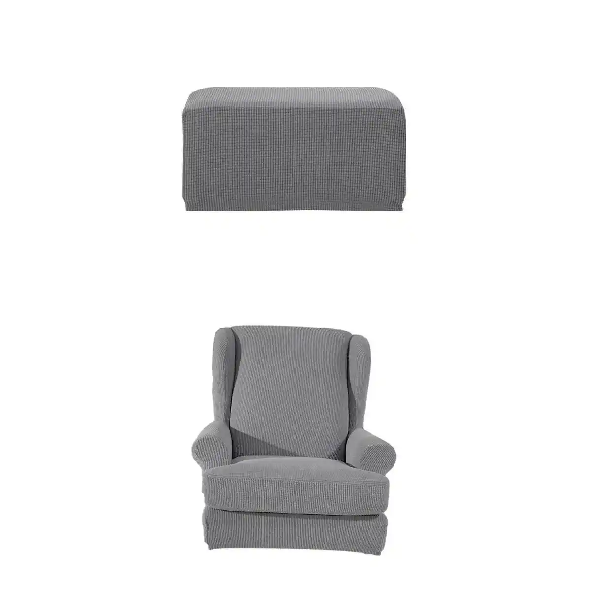 Stretch Wing Back Arm Chair Cover Protector Ottoman Footstool Slipcover Grey Chair Cover Aliexpress