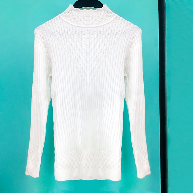 

Paris Girl Women Sweater Pullover Knitted Cotton Tops Solid Ruffles Collar Jumper Print Long Sleeve Sweaters