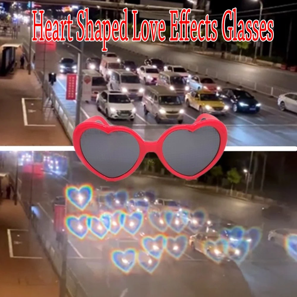 Amazing Love Heart Shaped Effects Glasses Party Rave Glasses Light Show Fireworks Refraction Change to Heart Shape Romantic Gift