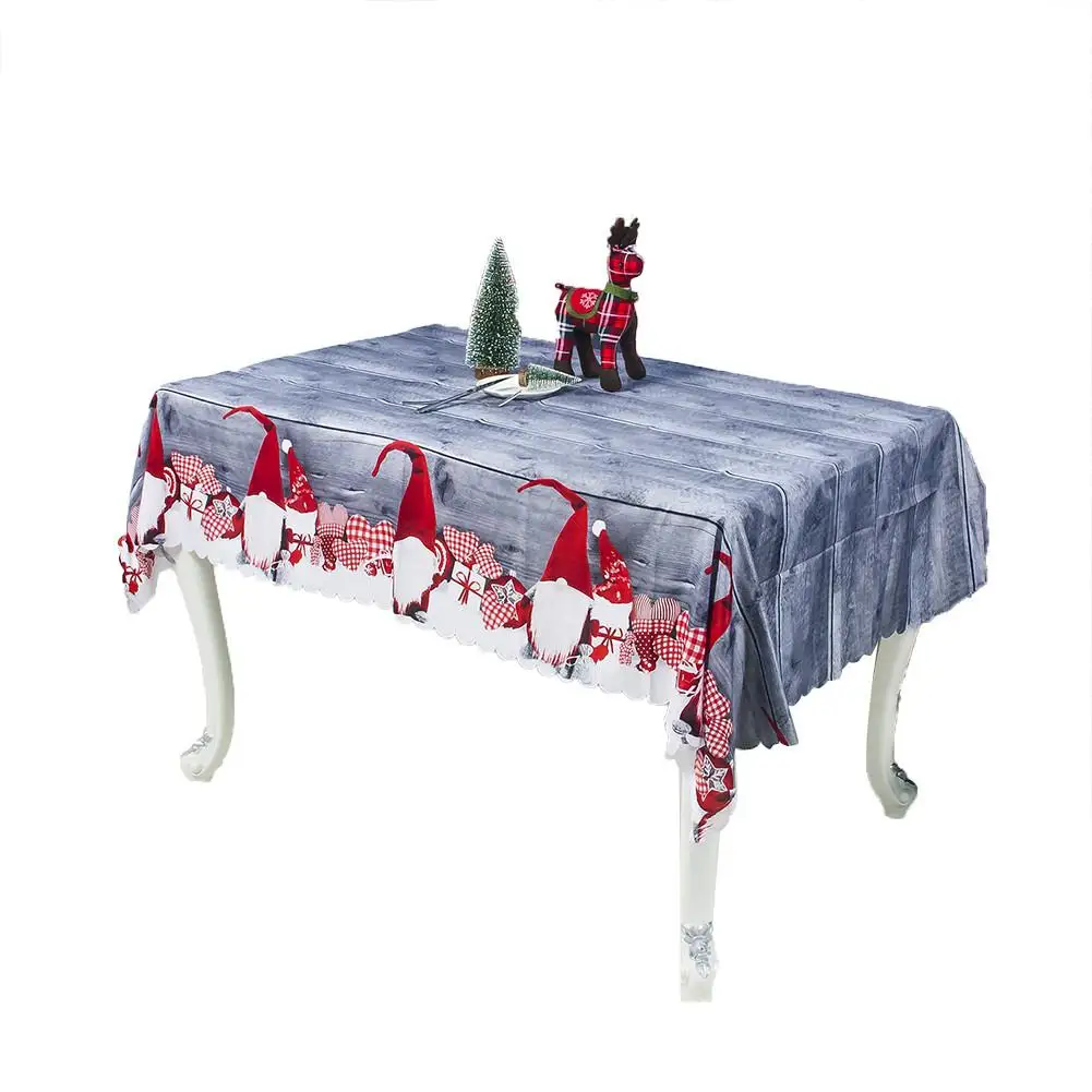 Christmas Printed Fabric Tablecloth Washable Ribbons Waterproof Table Cover Desk Cloth Festive Part