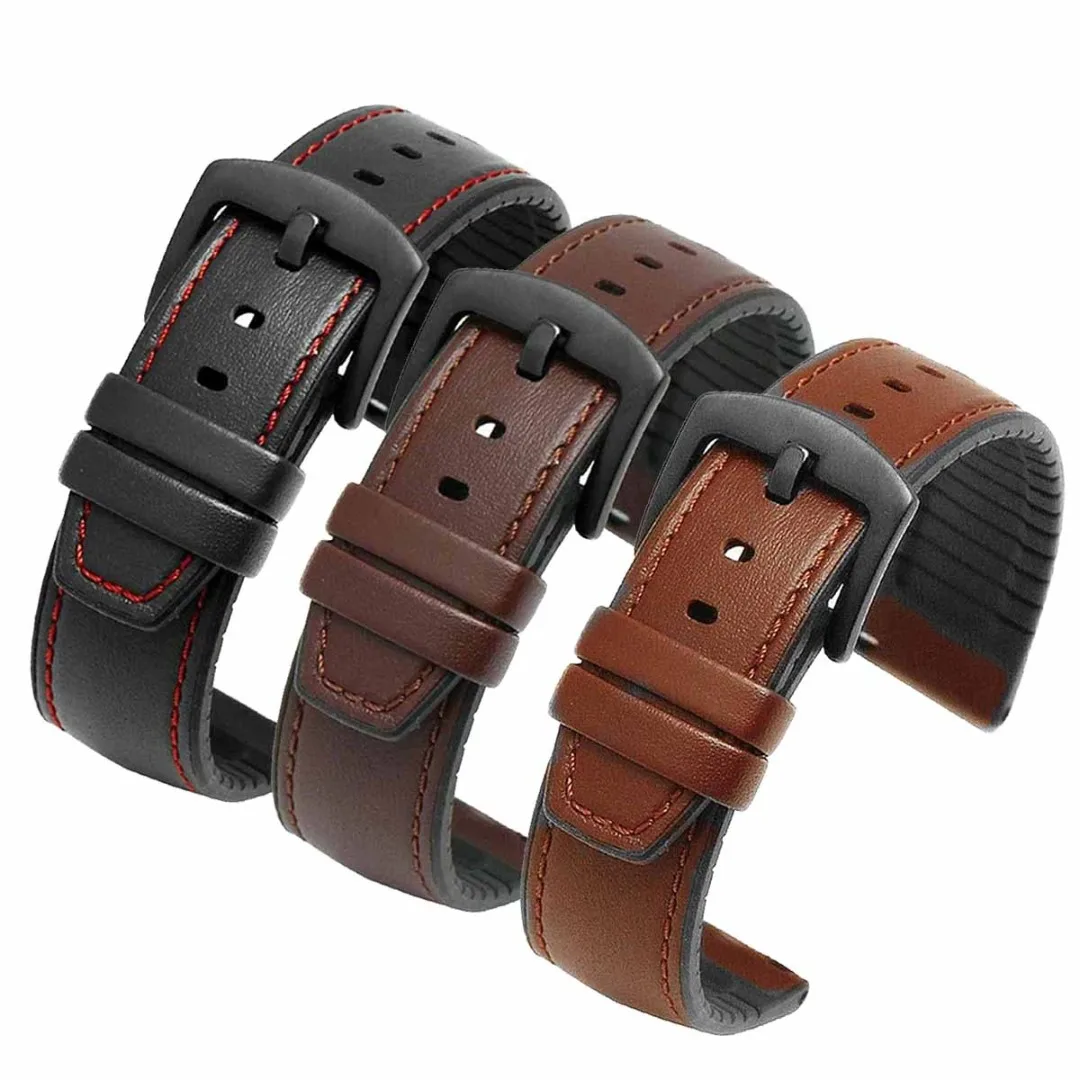 Vintage Leather Bracelet Men Watch Bands Strap For Huawei Watch 2 Pro/GT Active/Elegant/Honor Magic/Samsung Galaxy Watch Band
