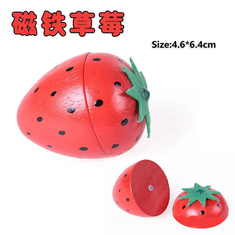 Montessori Simulation 3D Woodens Toy Magnetic Cutting Fruit Banana Lemons Kitchen Model Early Educational Toys for Children Gift 6