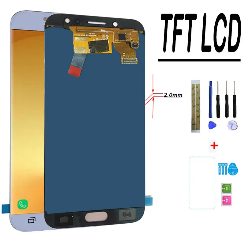 Blue TFT ЖК-дисплей для samsung Galaxy J7 Pro J730 ЖК-дисплей+ сенсорный экран J730F J730G J730FM регулировка яркости Pancel - Цвет: Blue