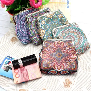 

Coin Purse Card Holder Women Geometric Print Character Leather Wallet Coin Purse Card Holders Handbag Monedero Porte monnaie