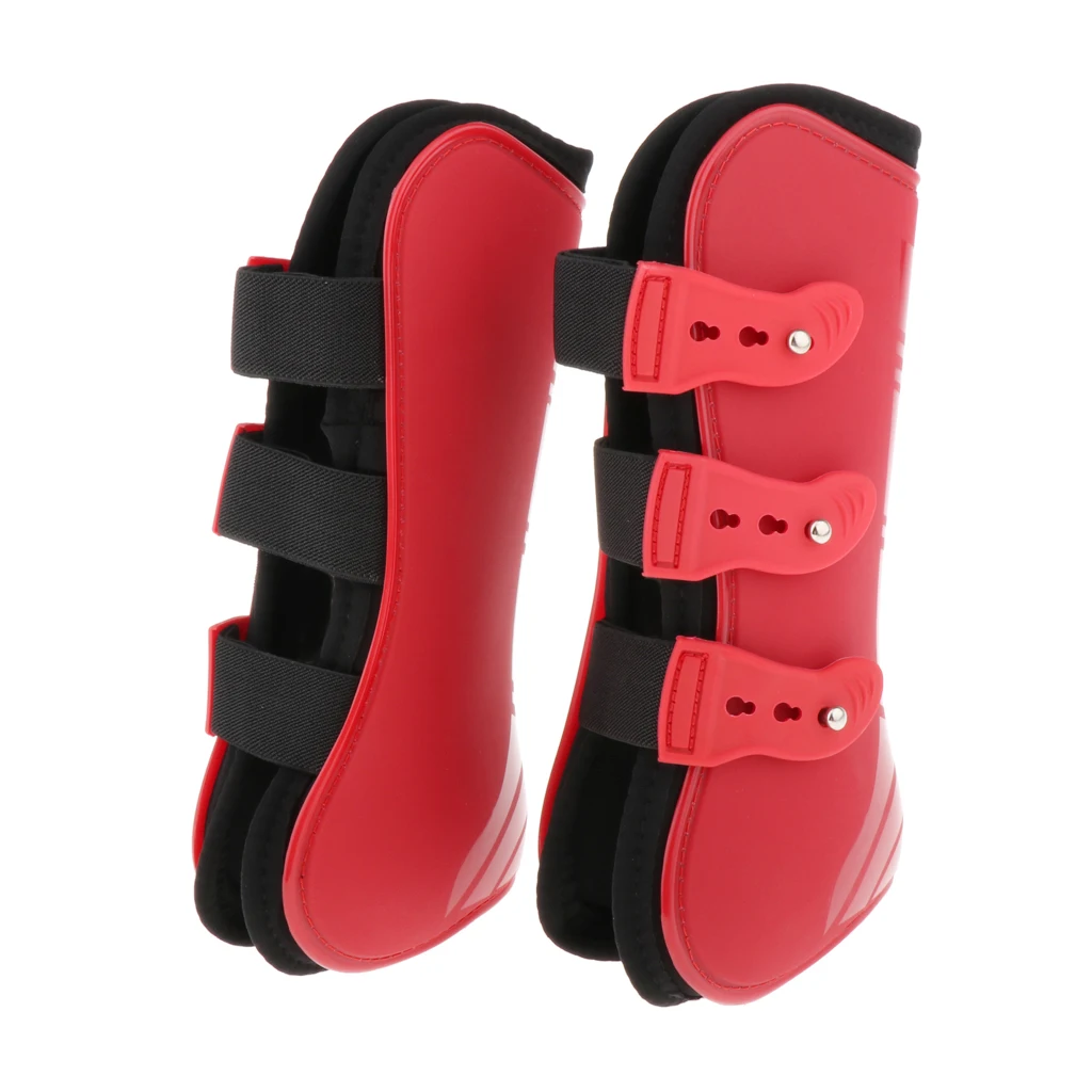 1 Pair Horse Support Boots, PU Secure Leg Protection Horse Tendon Boots Breathable Wrap, PU shell and Neoprene Lining