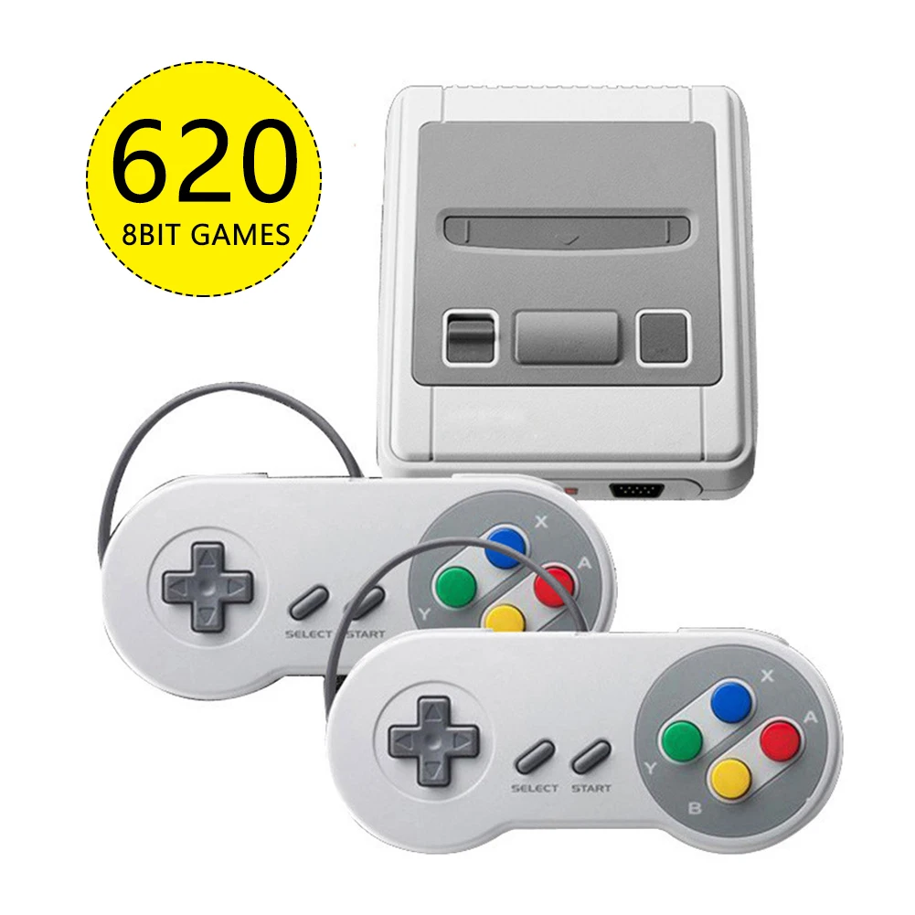 Mini HD TV Video Game Console Handheld Retro Family Built-In 620 Classic for SNES games Dual gamepad PAL&ampNTSC | Электроника