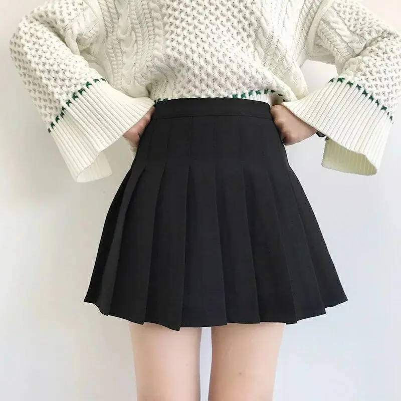 

cheap Pleated skirts short skirt plaid female summer spring fall new Korean student high waist Preppy Style Above Knee, Mini