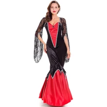 Сексуальный женский костюм вампира на Хэллоуин, косплей, красный бархат, кружево черного цвета, платье русалки, вечерние костюмы для игры, униформа для взрослых C76849AD