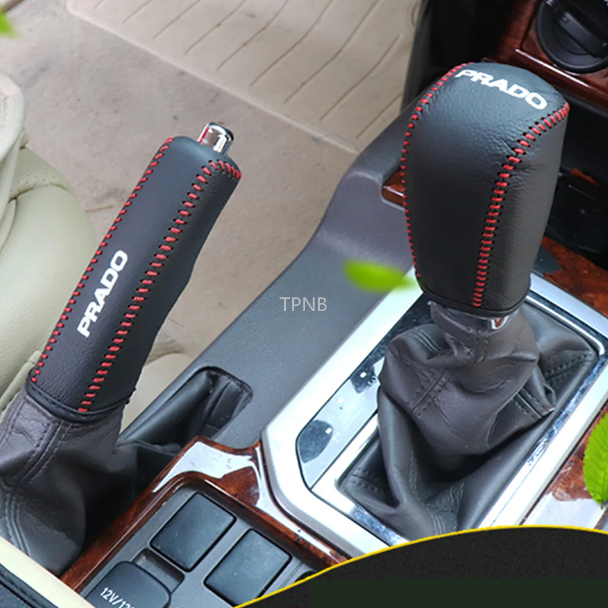 Car Gear and Handbrake Cover Genuine Leather Gear Shift Knob Hand Brake for Toyota Land Cruiser Prado 150 2010-2015