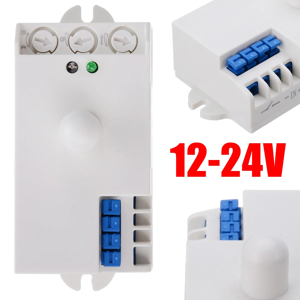 

1 pcs 12-24V DC <0.2mW Adjustable White&Blue Plastic Metal Microwave Radar Motion Sensor Switch Accessories