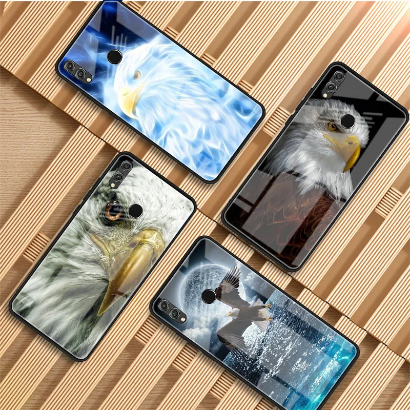 Чехол с орлом из закаленного стекла для телефона Huawei P20 P30 P40 Lite Pro Psmart Mate 20 30