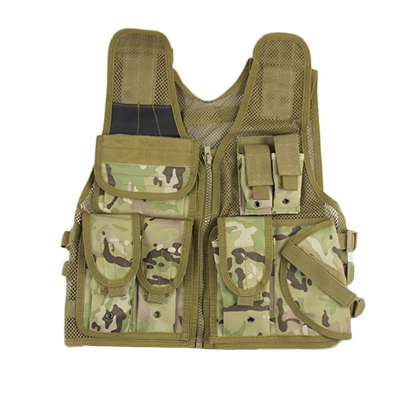 Tactical Vest Multi-pocket Military Mesh Vest Adjustable Combat Gun Holster Pouch For CS Game Hiking Fishing Paintball Hunting