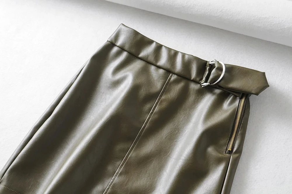 Увядшая английская Высокая уличная винтажная юбка-трапеция из искусственной кожи с поясом и высокой талией Женская Мини-Юбка faldas mujer moda женские юбки
