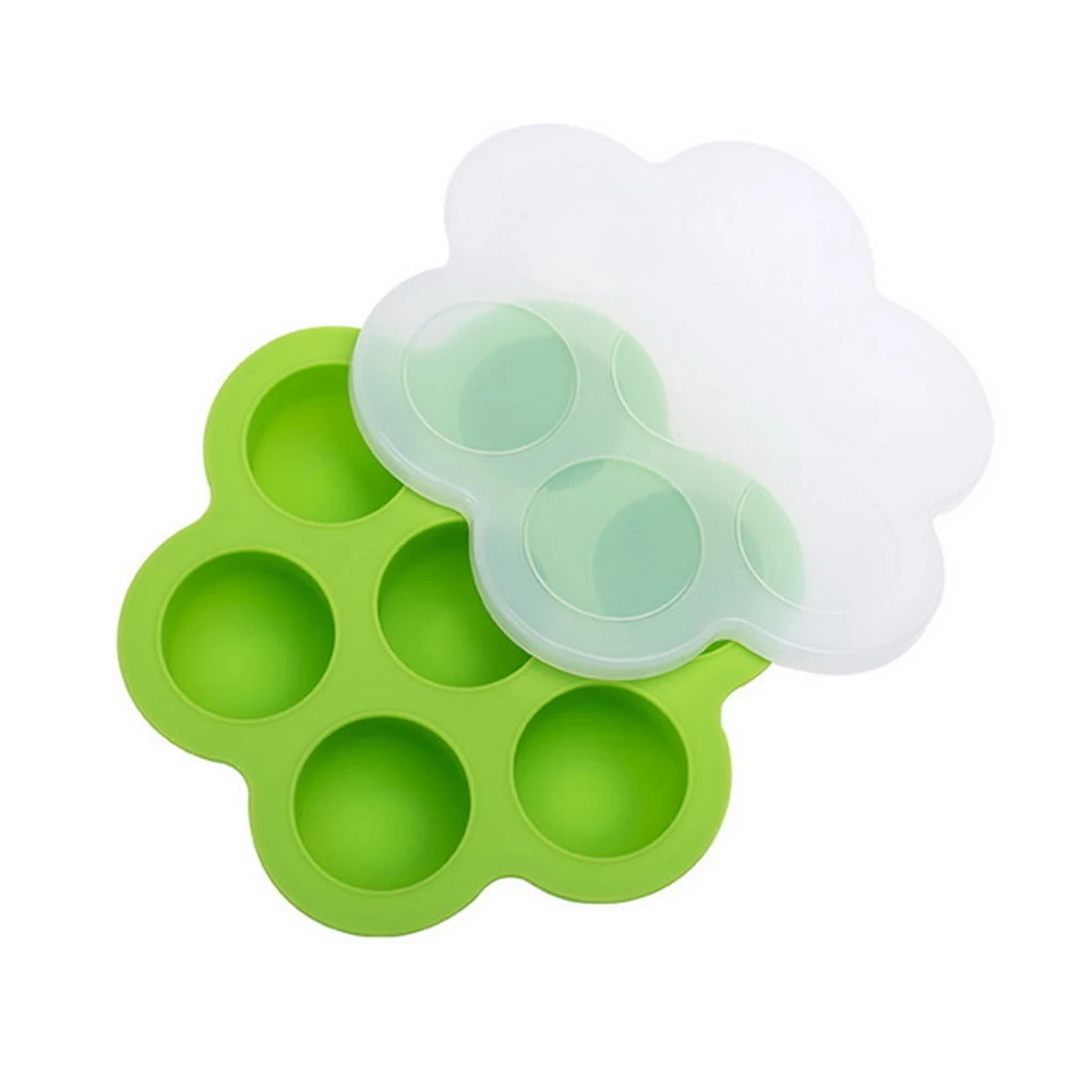 Silicone Egg Bite Mold Freezer Ice Cube Container Snack With Lid Reusable Tray Non-toxic Baby 7 Holes Food Storage Vegetable |