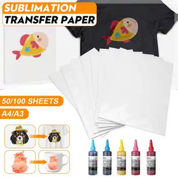 

50/100Pcs Sublimation Transfer Paper A3/A4 Paper Heat Thermal Transfer Printing Paper Stickers With Heat Press For t-shirt