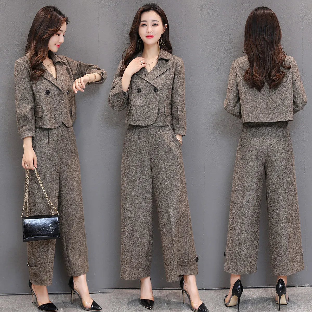 

2019 Autumn And Winter Two-Piece Set Korean-style Women's Loose-Fit Slimming Loose Pants Lady Elegant Versatile Graceful Fashion