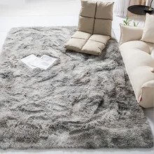 Tapis nordique dégradé de teinture par nouage, pour salon moderne, tapis de sol Long en peluche, doux, moelleux, pour chambre d'enfant, gris clair 