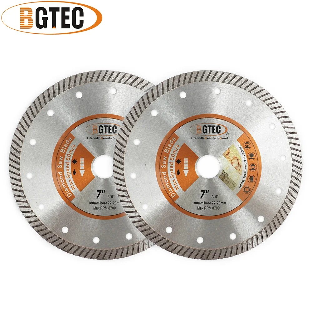 BGTEC 2pcs 7 Inch 180mm Super-Thin Diamond Turbo Cutting Blades for Ceramic Tile Granite diamond disc | Инструменты