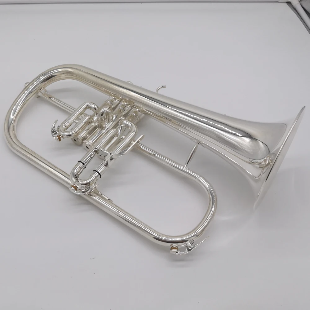 Music Fancier Club Professional Flugelhorn 631GS Silver Plated With Case Profession Flugelhorns Bb Yellow Brass Bell