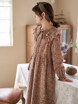 

Mori Girl Dress Floral Hippie Boho Dress Women Chiffon Vintage Square Neck Dresses Elegant Long Sleeve Clothes 2020 Autumn Retro