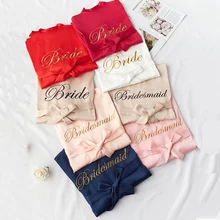 Сексуальный халат цвета шампанского, Атласный халат с вышивкой и надписью «Невеста», халат для подружки невесты, свадебное кимоно, одежда для сна, ночное белье, M-2XL