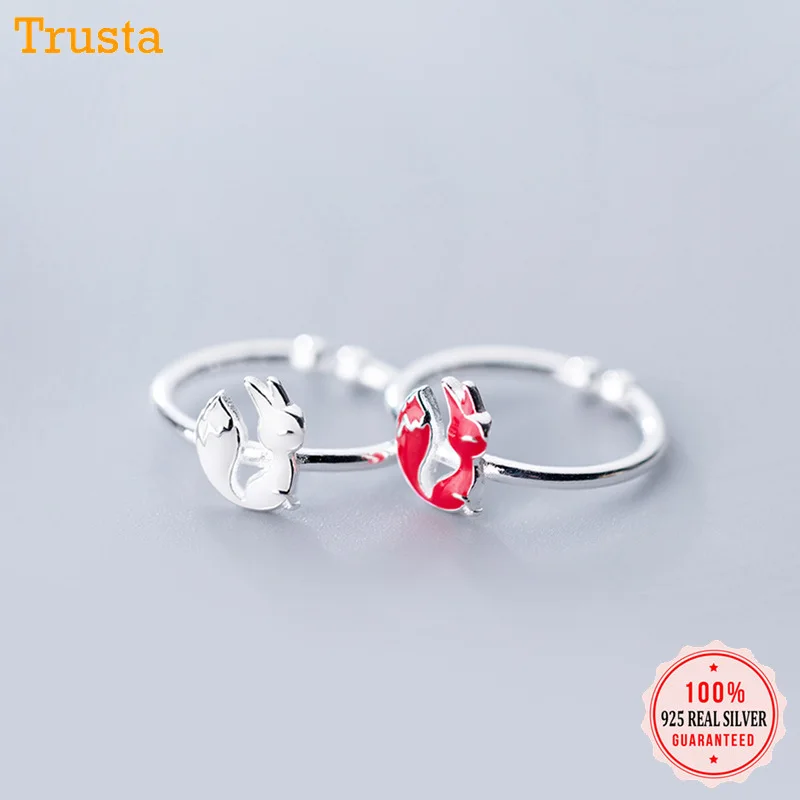 

Trustdavis New Arrival 100% 925 Sterling Real Silver Animal Fox Ring Opening Adjustable Finger Rings For Girl Jewelry DA260