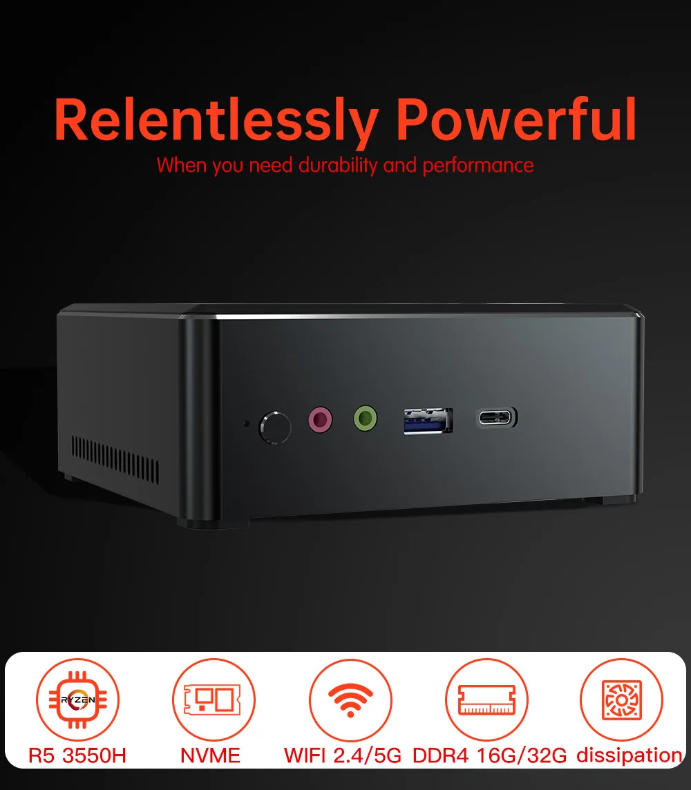 Topton Топ продажа мини ПК AMD Ryzen R5 3550H R7 2700U Vega 10 Графический домашний офис игровой