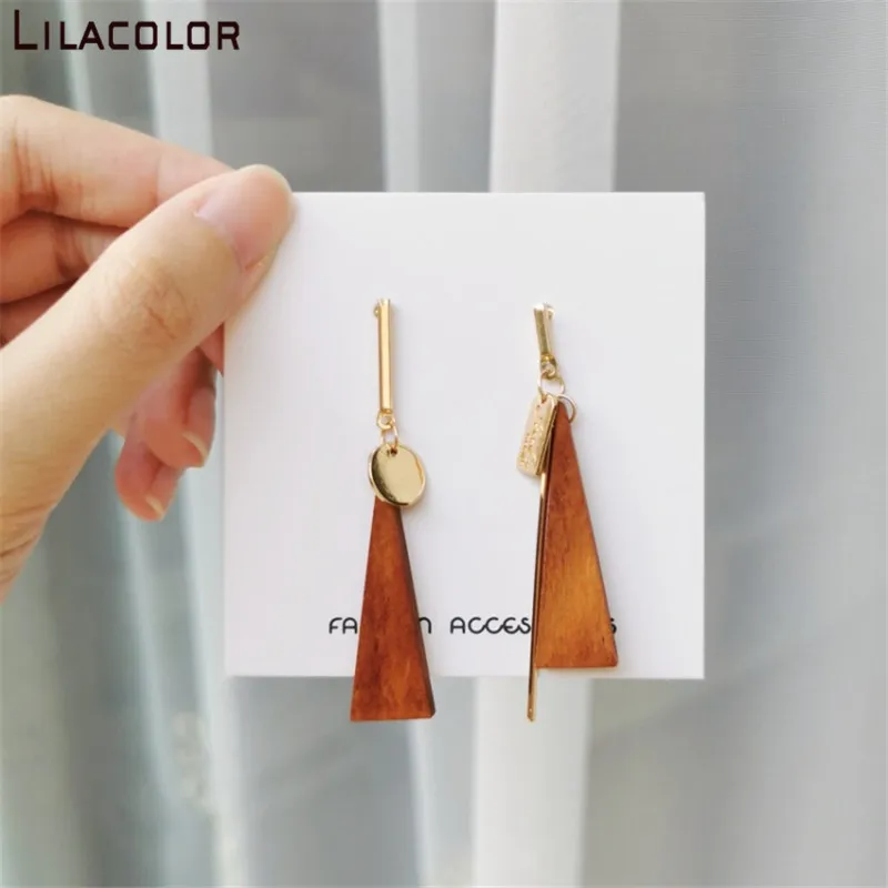 Lilacolor деревянные геометрические Винтажные висячие серьги для женщин