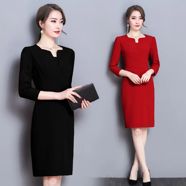 Spring Autumn Women Dress Vintage Ol Work Elegant Vestidos