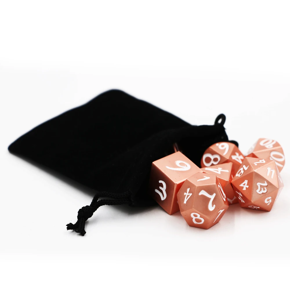 7 шт./набор креативных ролевых игральных костей D& D металлические игральные кости жемчужный красный белый D4 D6 D8 D10 D12 D20 многогранные игральные кости