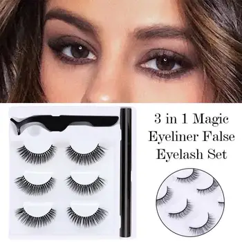 

Shozy 3 pairs 3D mink false eyelashes for natural magic eyelash extension set no glue easy to wear reusable lashes
