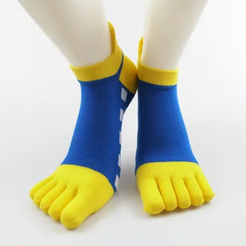 

5Pairs/lot Mens Socks 100% Cotton Black 5 Finger Toe Funny Socks Deodorant Breathable Running Cycling Socks Sports Black Yellow