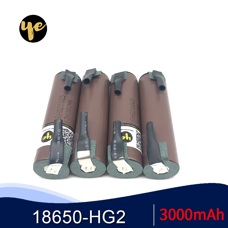 Oye аккумулятор 18650 HG2 3000 мАч с полосками спаянные батареи 30A высокая сила тока +
