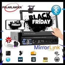 Выдвижной 1 din автомагнитола Поддержка камеры заднего вида 7 дюймов FM Bluetooth HD сенсорный экран USB SD AUX-in Mirror Link mp4mp5 плеер