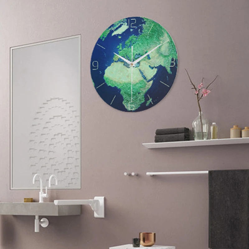 

Creative Wall Clock Glowing Earth Luminous Earth Glow in the Dark Clock Decoration for Kids Living Room Baby Playroom Home Offic