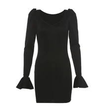 Осень и зима новое модное сексуальное очаровательное женское приталенное платье принцессы с v-образным вырезом и рукавами, приталенная юбка