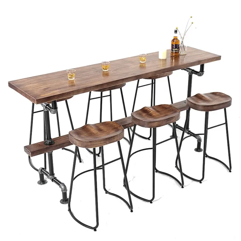 

High Foot Table, Nordic Solid Wood Against The Wall, Simple Bar, Table And Chair Combination, Family Balcony, Personalized Bar,