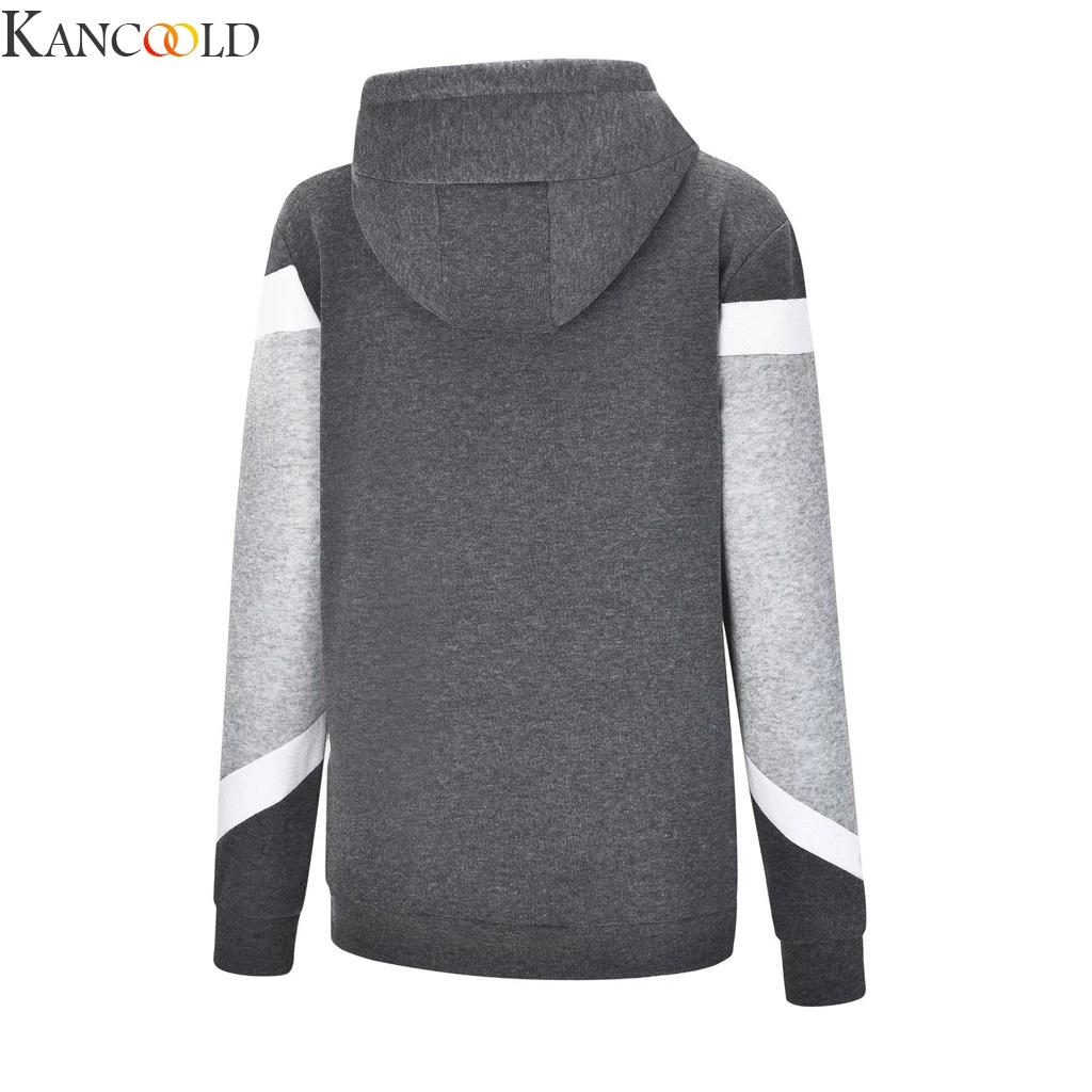 KANCOOLD, модная женская сексуальная синяя серая Лоскутная рубашка с длинным рукавом и круглым вырезом, Повседневное платье с круглым воротником