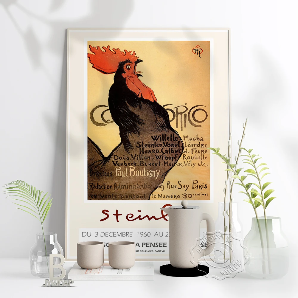 

Theophile Steinlen Post-Impressionism Exhibition Art Poster, Steinlen Art Nouveau Journal 1899 Cover Vintage Rooster Home Decor