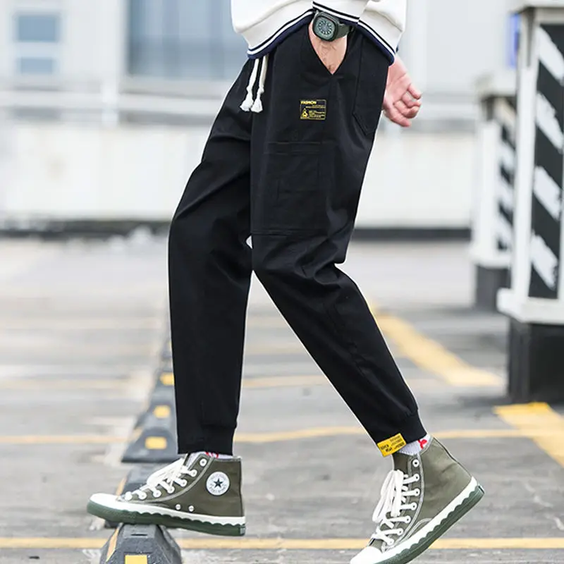 

Cotton Pants Male Summer Students Korean Trend Overalls Men Tide Brand Loose Sports Casual Pants Men