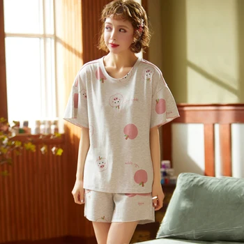 

Short Sleeve Sleepwear Sleep Set Womens Nighty Robe Pajamas Suit Summer Nightgown T-Shirt Pants Lounge Nightshirts Home Clothing