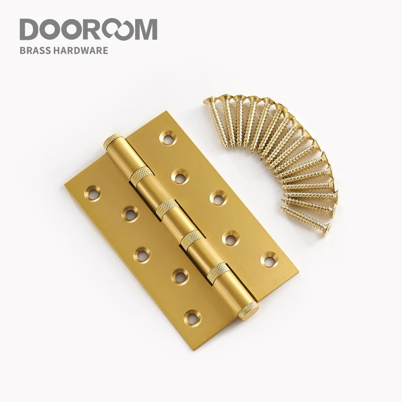 Dooroom Brass Knurled Door Hinges Free Slot Smoothly Thickening Mute Door Hinges 4 Inch 5 Inch
