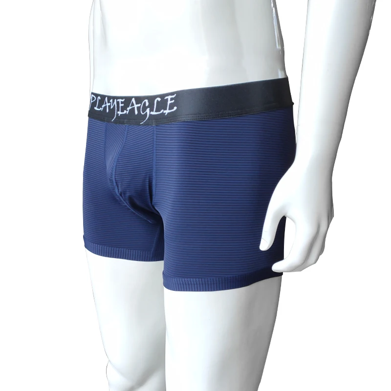 

PLAYEAGLE Breathable Ice Silk Solid Men Cool Underpant Underwear Mesh Boxer Trunks Low Waist Sport