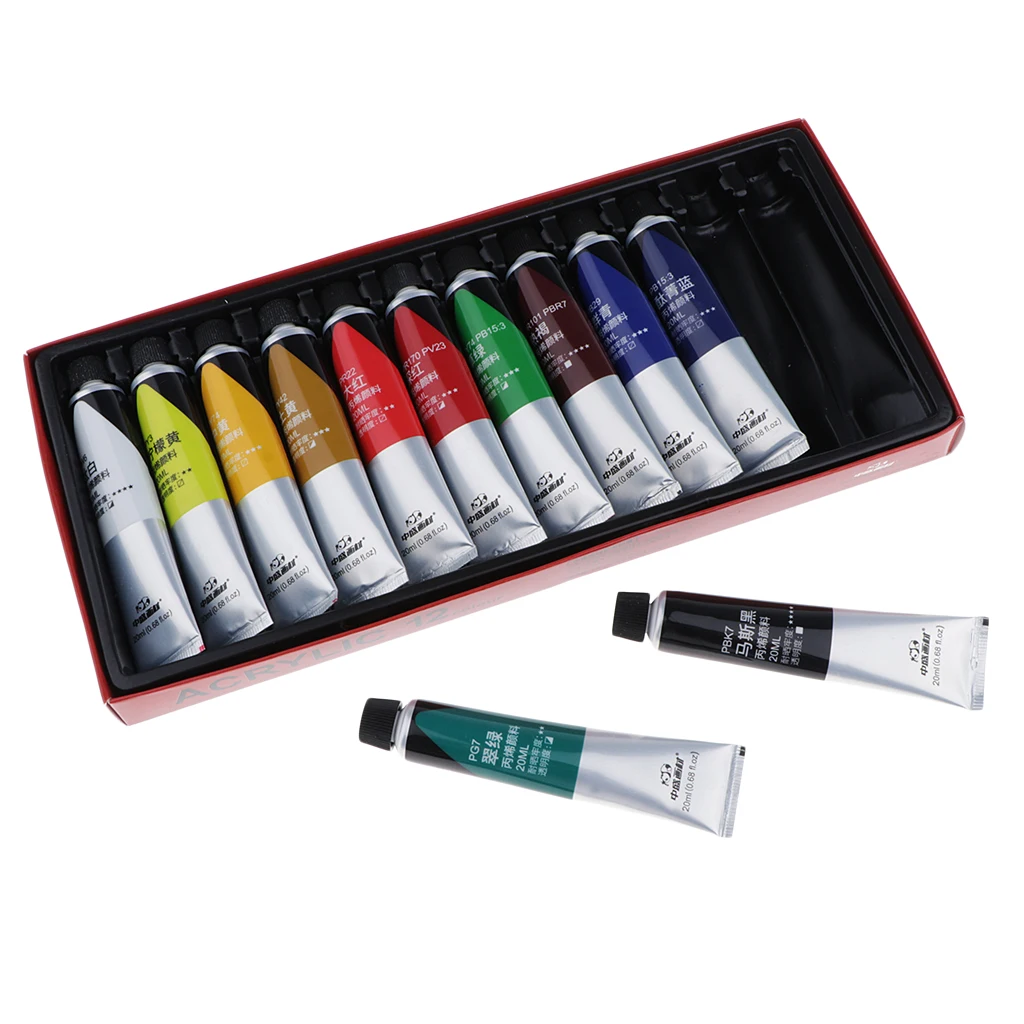 12/24Pcs ACRYLIC PAINTS ART WATERPROOF ARTIST PAINTING ACYLIC COLOR FOR CERAMIC