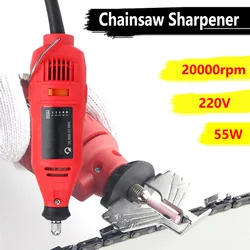 Affûteuse de scie à chaîne électrique, 20000 tr/min, Mini Machine Portable 55W, outils de jardin électriques avec accessoires 