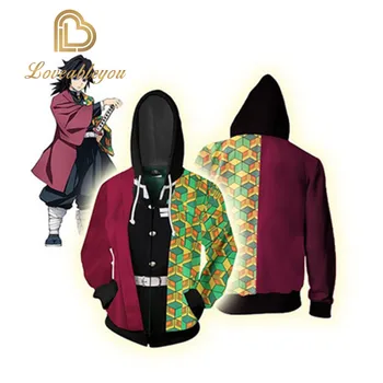 

Cosplay Costume Hoodies Anime Demon Slayer Kimetsu No Yaiba Tanjiro Kamado Nezuko Plus Size Jackets Halloween Party Women Coats