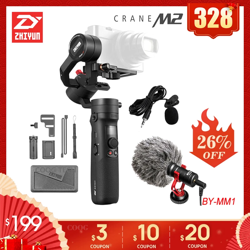 Ручной Стабилизатор Zhiyun Crane M2 3 осевой шарнирный Для беззеркальных камер экшн pk