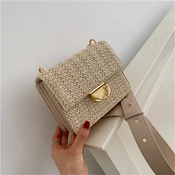 

Bali Handmade Woven Bag Bolsa Feminina Square Bag buckle Straw Bags Satchel Wind Bohemia Beach Bolsa Wicker Bag bolso mujer%43