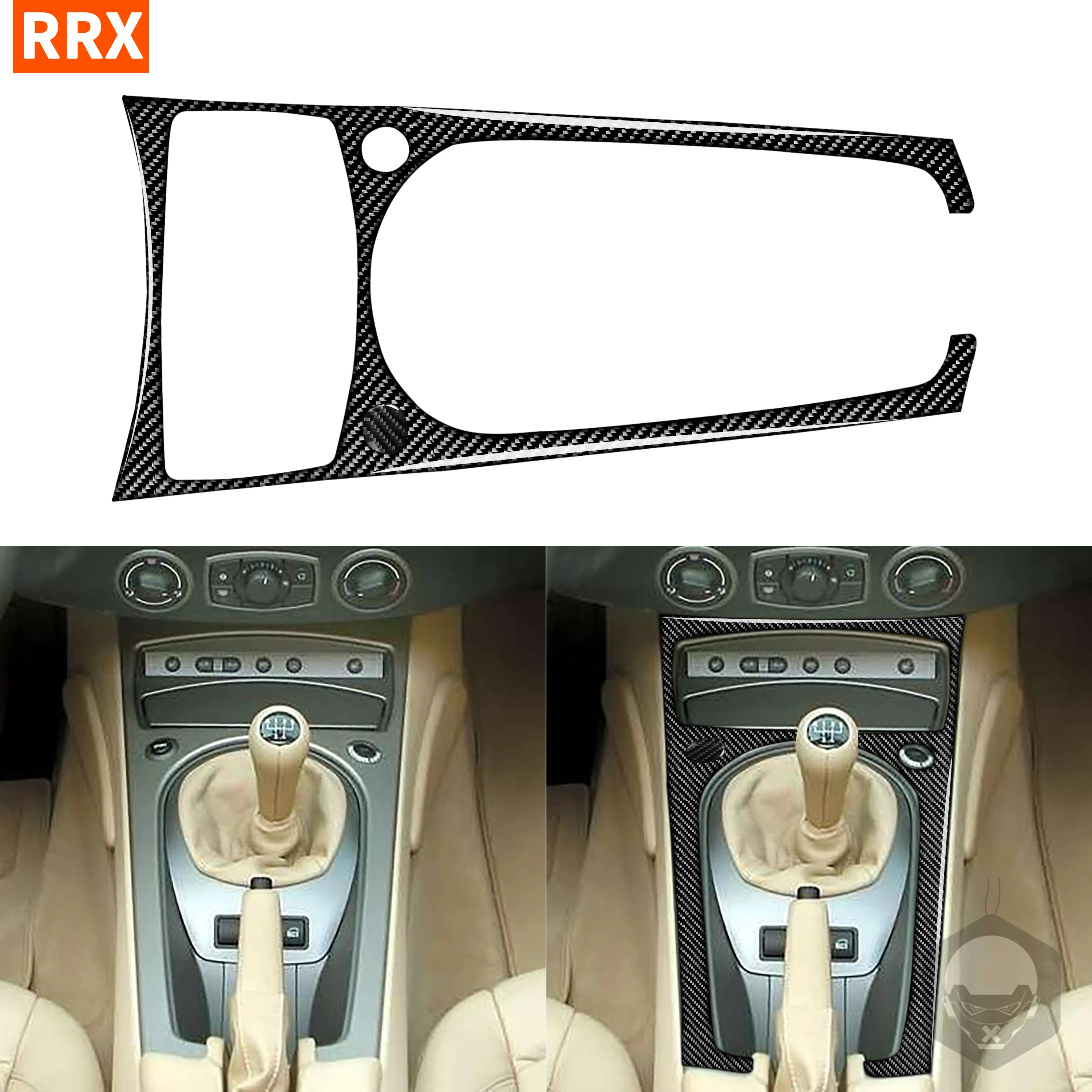 

For BMW Z4 E85 2003-2008 Carbon Fiber Stickers Black Color Gear Box Button Panel Shift Decoration Strip Interiors Accessories