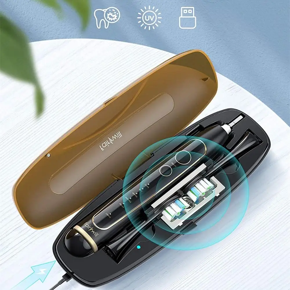 Fairywill Electric Toothbrush Ultra-Sonic Power Whitening Toothbrush with 5 Modes Wireless Charging Smart Timer 8 Brush Heads Fairywill Electric Toothbrush Ultra-Sonic Power Whitening Toothbrush with 5 Modes Wireless Charging Smart Timer 8 Brush Heads